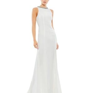 Mac Duggal White Sleeveless Maxi Dress
